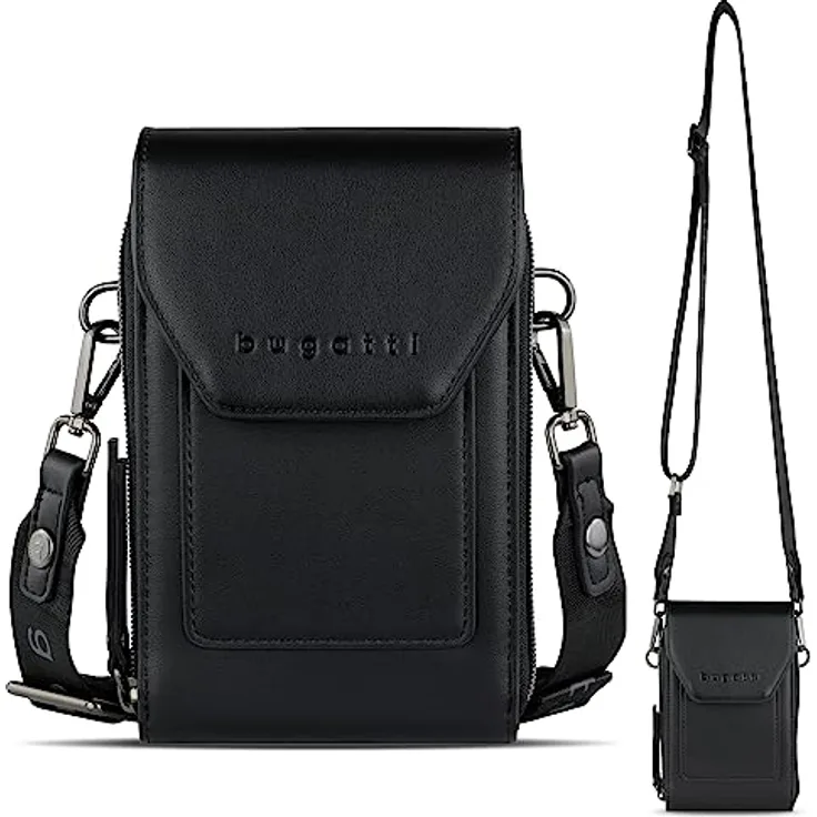 bugatti Almata Handytasche, schwarz, 100% Polyurethan, 11 cm x 4 cm x 17.5 cm