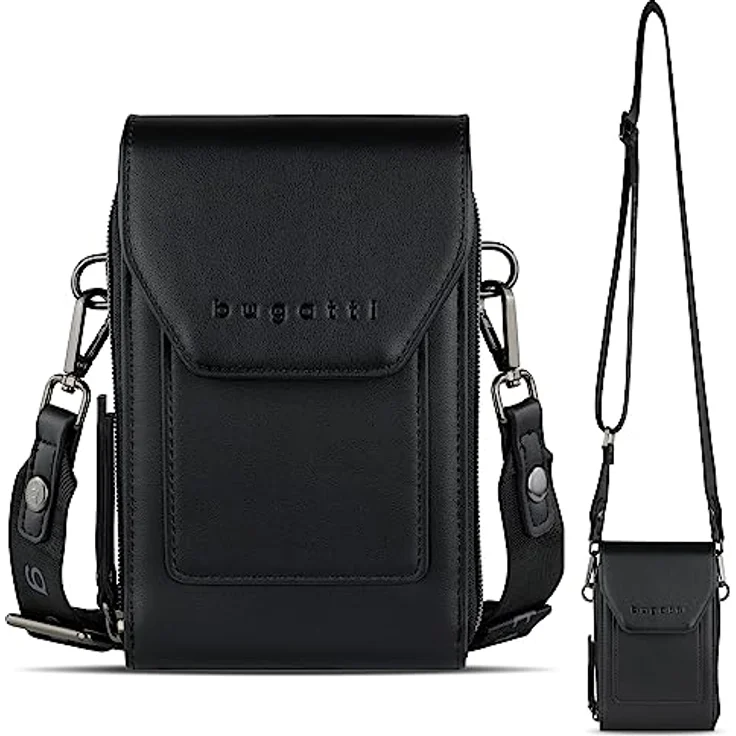 bugatti Almata Handytasche, schwarz, 100% Polyurethan, 11 cm x 4 cm x 17.5 cm – Bild 1