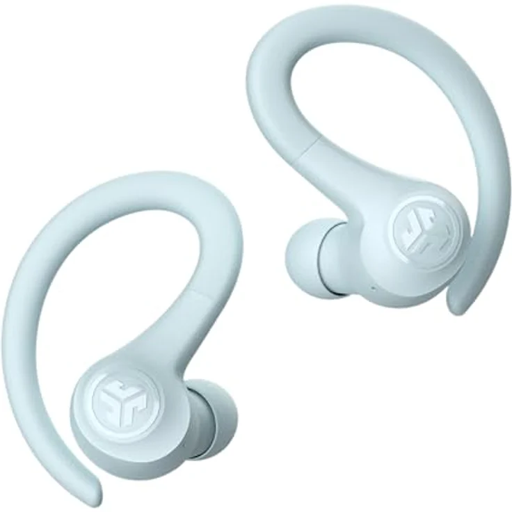 JLab Go Air Sport+ Bluetooth Kopfhörer, 35+ Std. True Wireless In Ear, IP55 schweißresistent, USB-C Ladecase, Be Aware-Modus, Hellblau – Bild 2