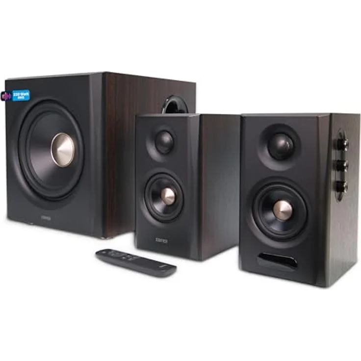 Edifier S355DB 2.1 Lautsprechersystem, 150W RMS mit kabellosem Subwoofer, digitale Signalverarbeitung, Walnuss – Bild 1