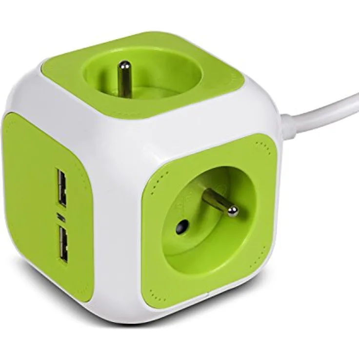 GreenBlue gb118 MagicCube Steckdose Fach, 4-fach mit 2 USB-Anschlüssen und 1,4 m Kabellänge