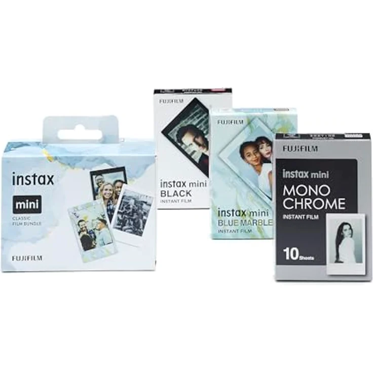 instax Mini Film 3'er Pack mit Black Frame, Blue Marble & Monochrome - INSTAX - Kamera-Zubehör, Scheckkartenformat, ISO 800 Film – Bild 2
