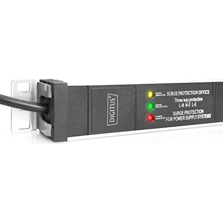 DIGITUS 19'' Steckdosenleiste, 7 Abgriffe, 1HE, 250VAC, 50-60Hz, 16A, 4000W, mit Überspannungsscchutz & Frequenzfilter – Bild 5