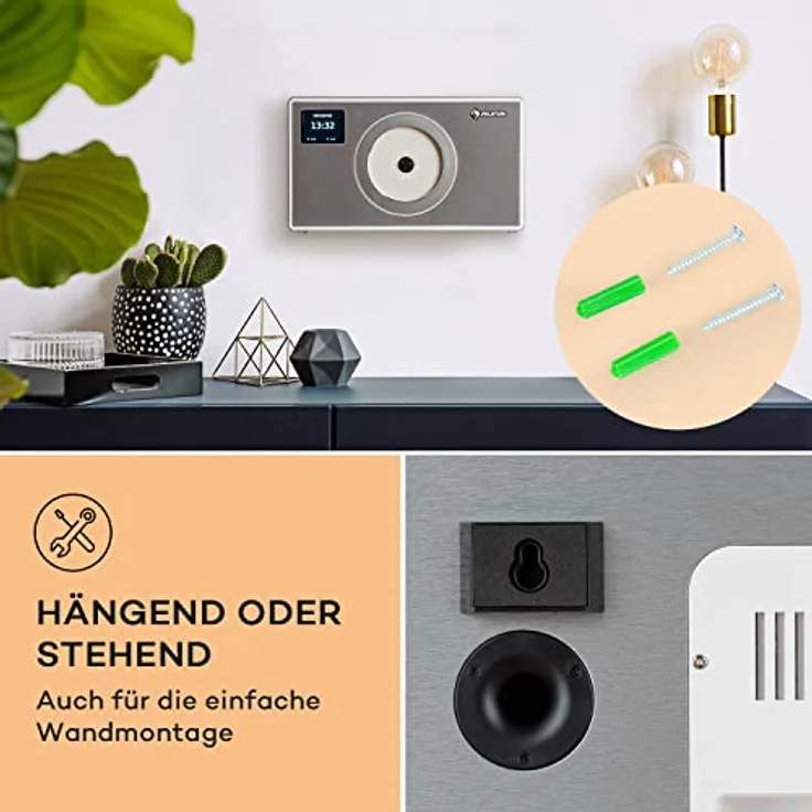 Auna DAB Radio für Küche & Bad, CD Player zur Wandmontage mit Bluetooth, DAB/DAB+/FM, LCD Display, MP3-Streaming, Digitalradio mit Wecker & Fernbedienung, Holzgehäuse – Bild 5