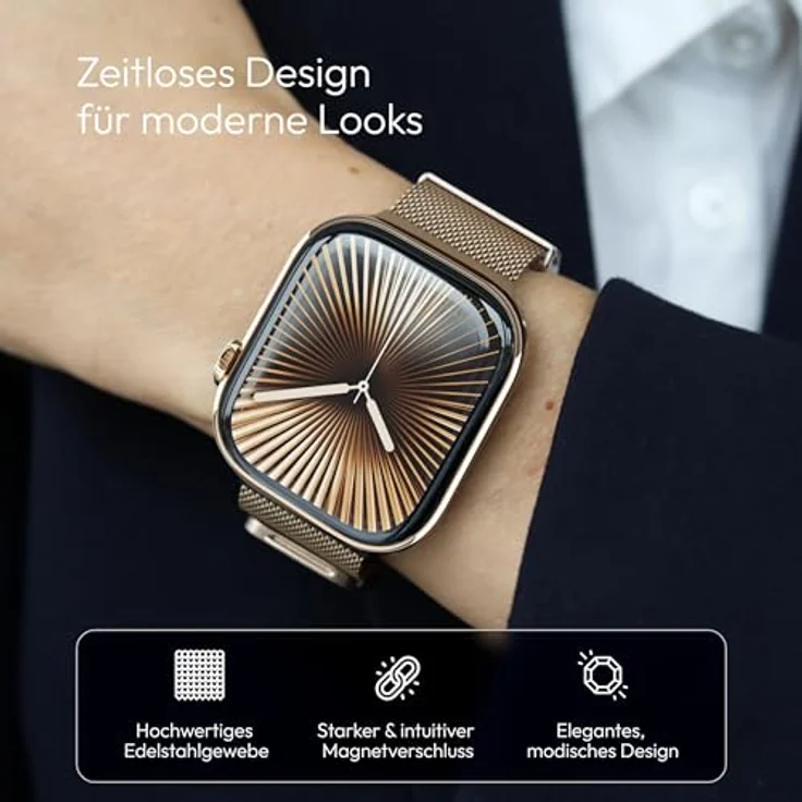 Vonmählen Milanese Loop 2 für Apple Watch 40/41/42 mm, Edelstahl Uhrenarmband in Sunset Gold mit hochwertiger Verarbeitung – Bild 2