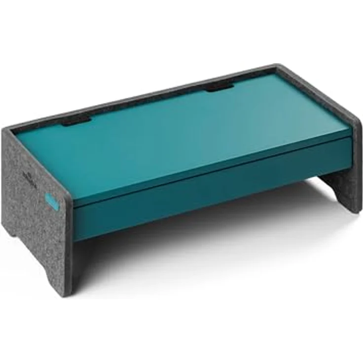 Durable Monitor Ständer Effect, höhenverstellbar aus 60% recyceltem PET-Filz, Petrol/dunkelgrün, für Monitore und Laptops – Bild 4