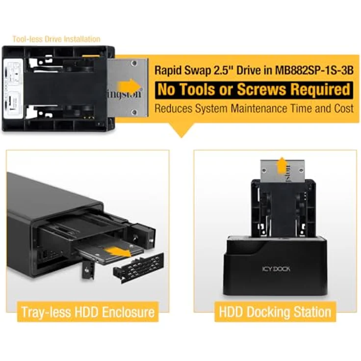 ICY DOCK EZConvert Lite MB882SP-1S-3B - 2,5 Zoll (6,4cm) zu 3,5 Zoll (8,9cm) SATA SSD-HDD Konverter – Bild 5