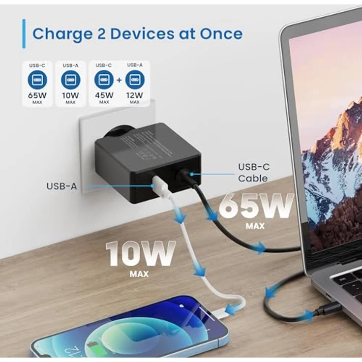 Ewent EW3978, USB Type-C Notebook Netzteil mit 65W Leistung, Schwarz, kompaktes Design mit 150 cm Kabel und Power Delivery Schutzsystem – Bild 3