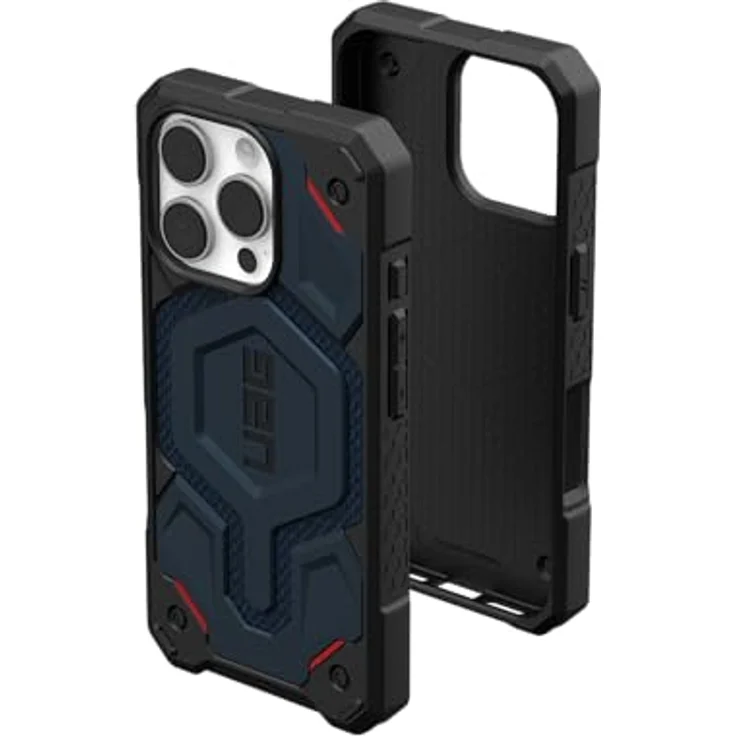 URBAN ARMOR GEAR Monarch Pro Case für Apple iPhone 16 Pro, Kevlar blau (Wireless Charging/Magnetische Aufladung kompatibel, 5-Schichten Schutz) – Bild 1