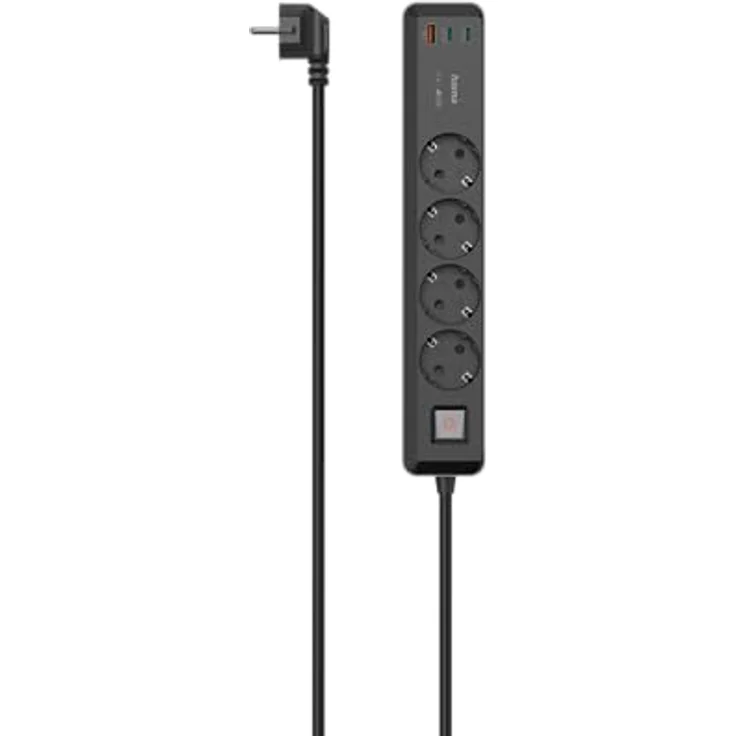 Hama Steckdosenleiste 4-fach USB-C/A 65W PD mit Schalter, 1,4 m, Schwarz/Grau – Bild 3