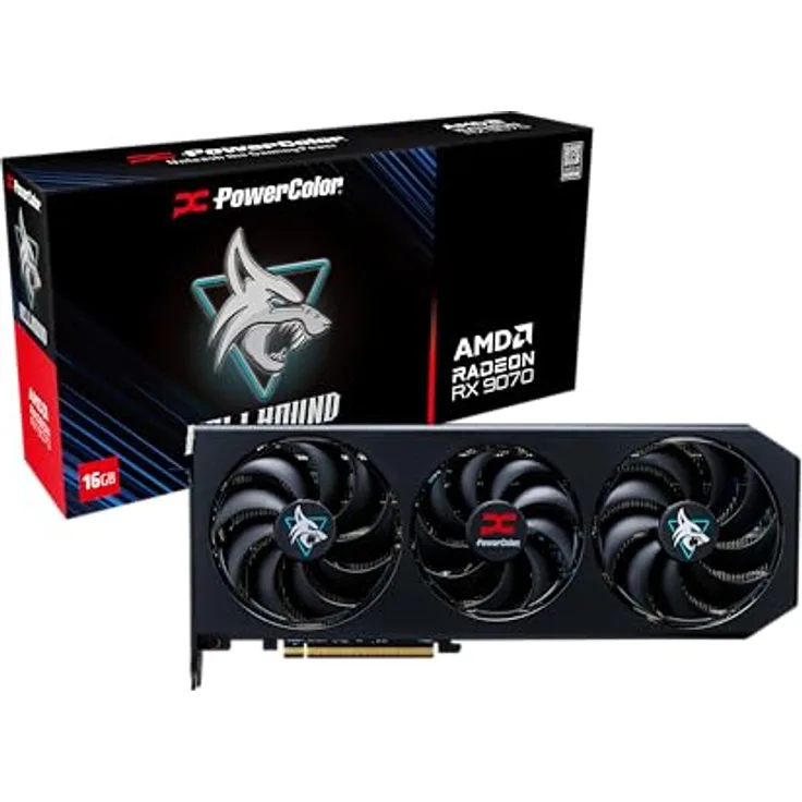 PowerColor Hellhound AMD Radeon RX 9070 16GB GDDR6 Grafikkarte mit HDMI 2.1 und DisplayPort 2.1