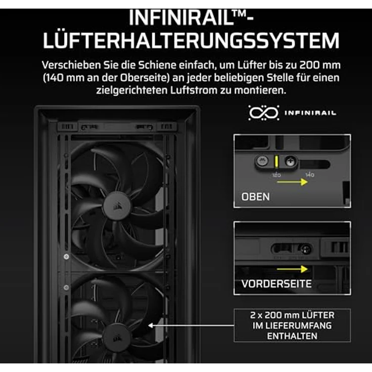 Corsair FRAME 5000D WOOD RS, Midi Tower PC, Schwarz/Braun, ATX, EATX, micro ATX, Mini-ITX, gehärtetes Glas, Gaming, mit RGB-Beleuchtung – Bild 6