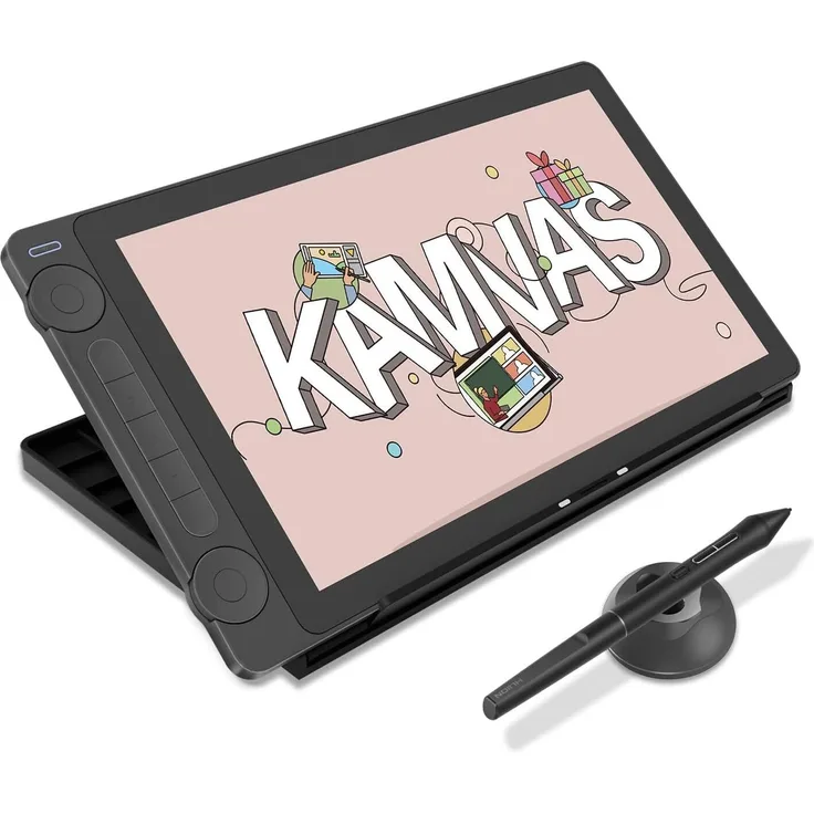 HUION Kamvas 13 (Gen 3) Grafiktablett mit Display, 13,3-Zoll-Zeichenmonitor aus Canvas-Glas, 99% sRGB-Abdeckung, neues PenTech 4.0, 16384 Stiftdruck, Canvas-Glas, Schwarz