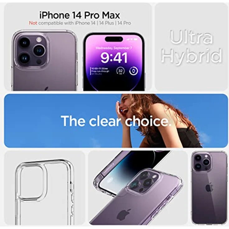 Spigen iPhone 14 Pro Max Ultra Hybrid Hülle [Anti-Yellowing] Transparent -Crystal Clear – Bild 2
