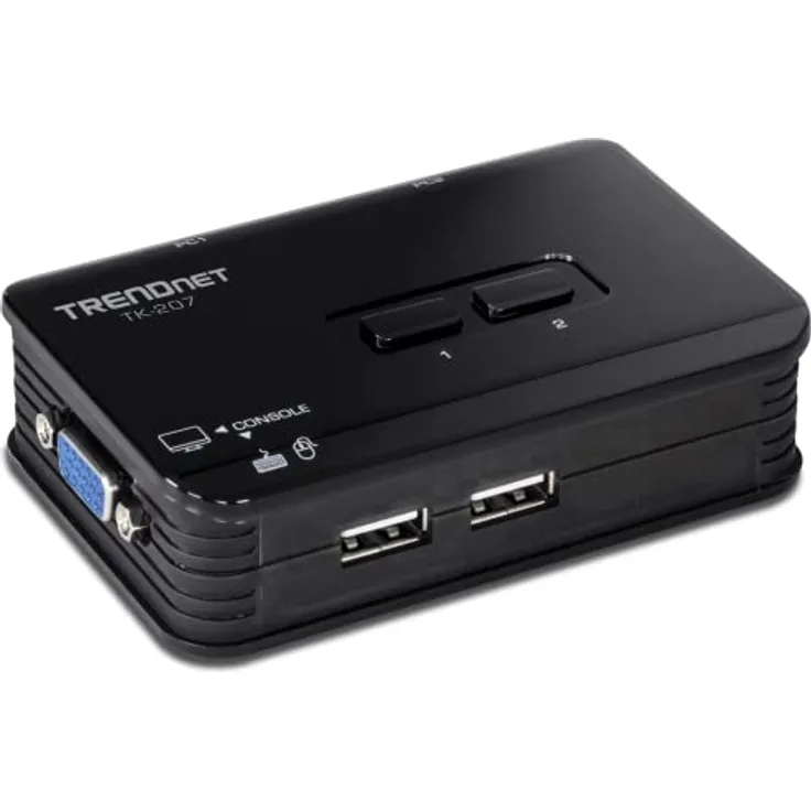 TRENDnet TK-207K 2-Port USB KVM Switch und Kabelsatz, Geräteüberwachung, Auto-Scan, Akustische Rückmeldung, USB 1.1, Windows, Linux, blau
