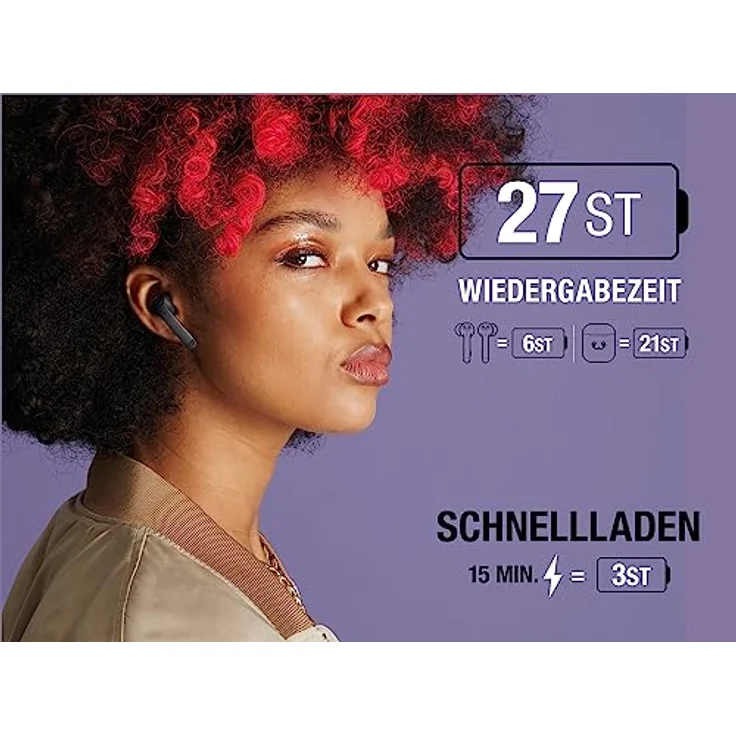 Fresh 'n Rebel Twins 3+ Tip, kabellose In-Ear-Bluetooth-Kopfhörer, kristallklare Musik und Telefonate, In-Ear-Erkennung, Mulitpoint-Bluetooth, 27 Stunden Spielzeit, spritzwasserfest (Storm Grey) – Bild 2