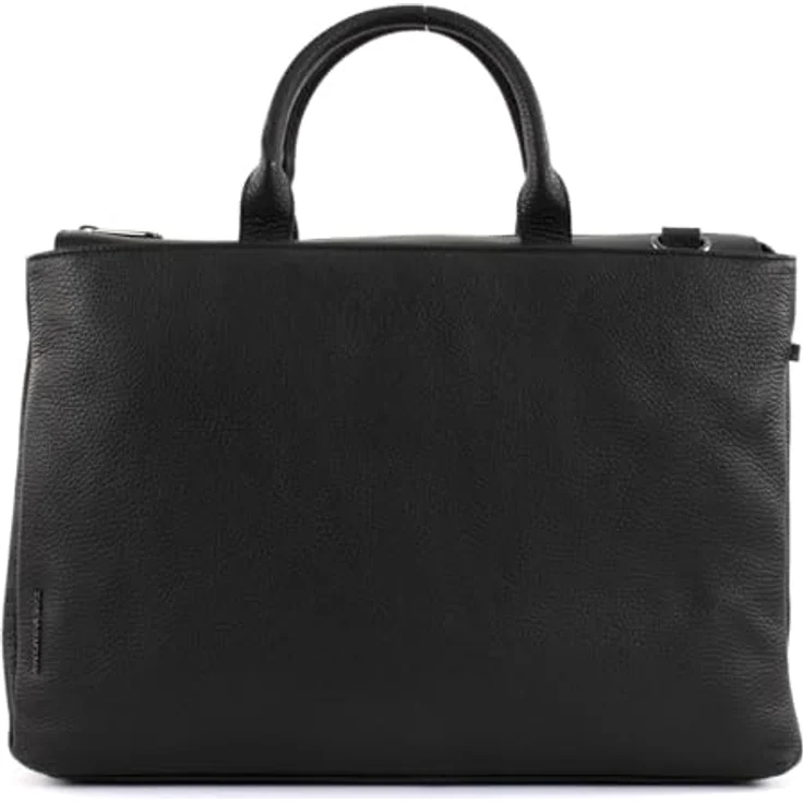 Mandarina Duck Mellow Leather Aktentasche, Laptoptasche aus weichem Rindleder, Schwarz, mit abnehmbarem Schultergurt, geräumigem Hauptfach für A4-Unterlagen, Reißverschluss mit Druckknopf – Bild 1