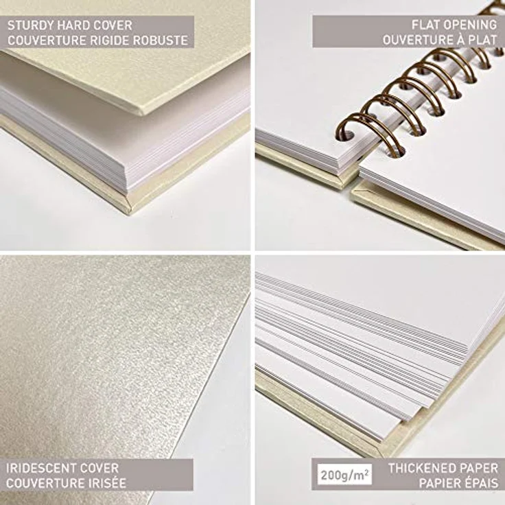 Clairefontaine 95434C, DIY Fotoalbum zum Personalisieren, 40 Blätter weiß 200g, 27x20 cm, Hardcover Elfenbeinperlmutt, 1 Stück – Bild 2
