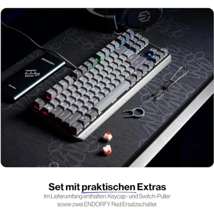 Endorfy Thock V2 TKL, Mechanische Gaming-Tastatur mit USB, ARGB Beleuchtung, kabelgebunden, US Layout – Bild 6