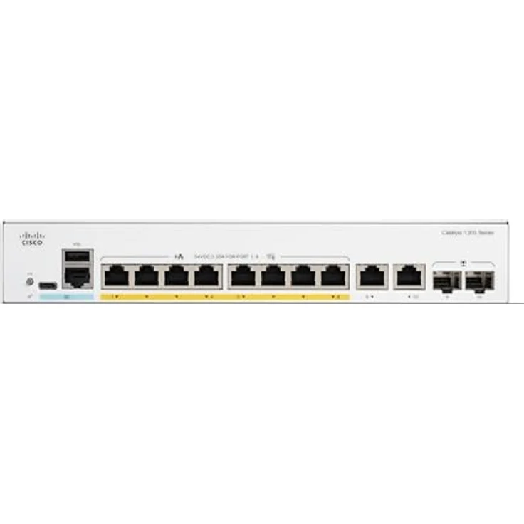 Cisco Catalyst 1300-8P-E-2G Managed Switch, 8-Port-GE, PoE, IP-MAC-Port-Bindung, IPv6 First Hop Security, eingeschränkter Lebenszeitschutz, weiß – Bild 2