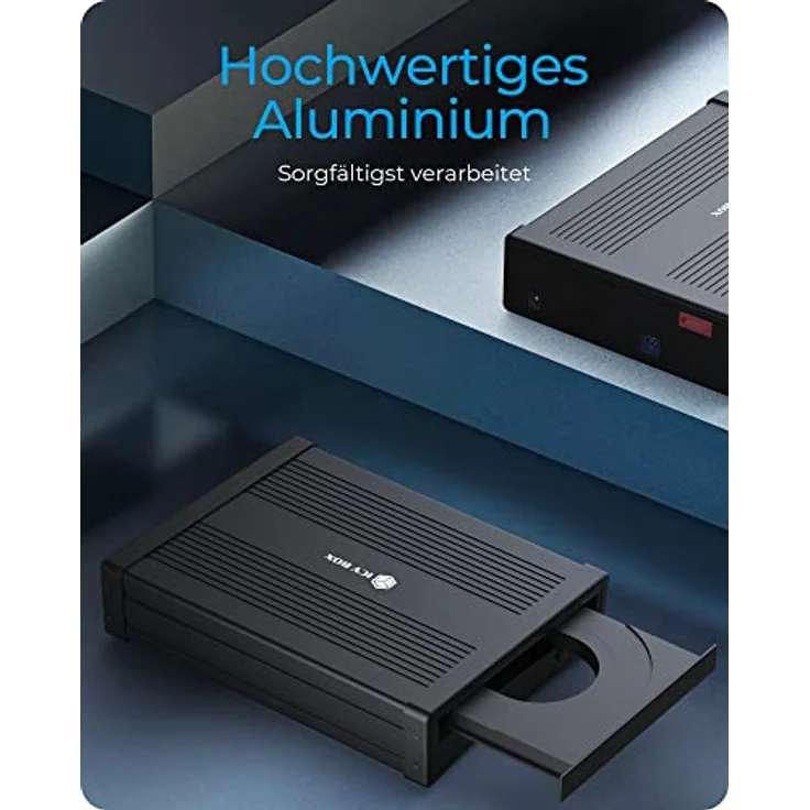 ICY BOX 5,25 Zoll Gehäuse extern für Blu-ray und DVD Laufwerke, USB 3.0, Externes für DVD Brenner Box, Aluminium, Schwarz, IB-525-U3 – Bild 3