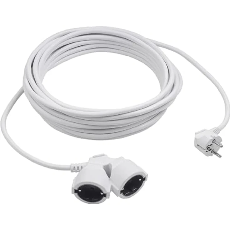 Meister Schutzkontakt-Verlängerung mit Doppelkupplung - 5 m Kabel - weiß - Kunststoffleitung - IP20 Innenbereich / Kupplung mit Berührungsschutz / Schuko-Verlängerung / Verlängerungskabel / 7432030