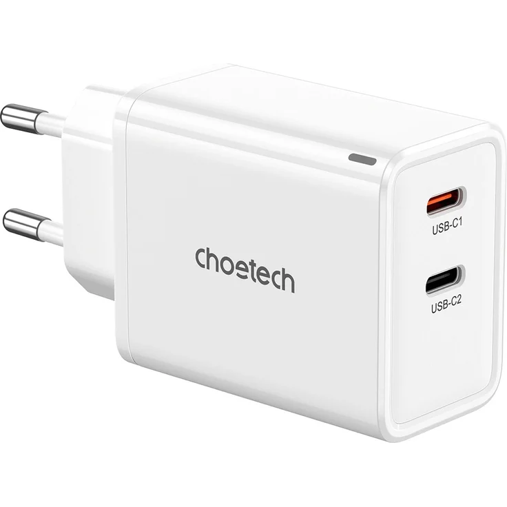 CHOETECH PD6013 GaN 65W Netzwerkladegerät mit 2x USB-C Anschlüssen, weiß