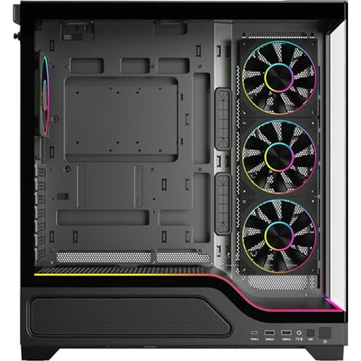 iTek SHOWBUI WAVE 82B, Tower PC-Gehäuse, Schwarz, ATX/ITX/micro ATX, Gaming, mit RGB-Beleuchtung in Blau, Grün und Rot, gehärtetes Glas, verbessertes Kabelmanagement – Bild 3