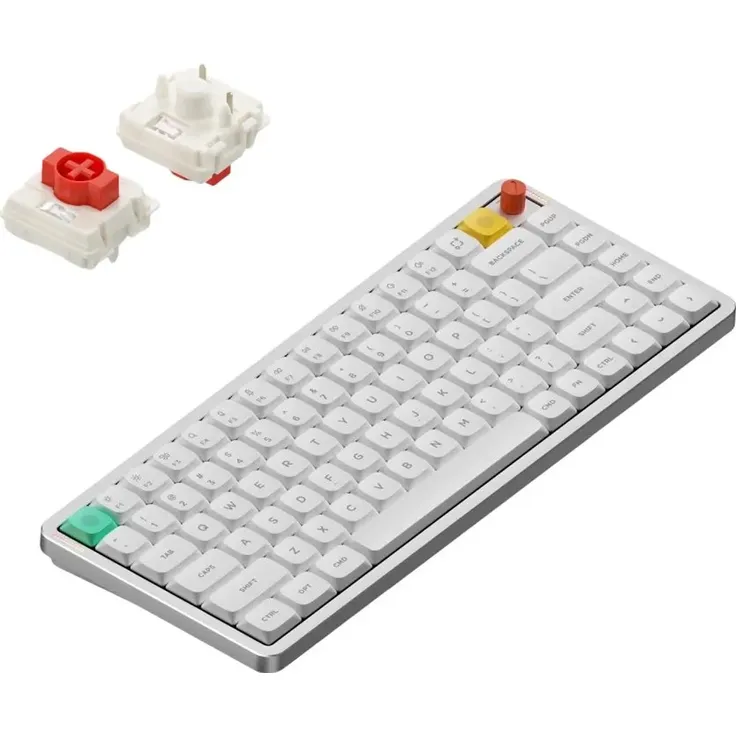 Nuphy Air75 V3 Kabellose Mechanische Tastatur Hot Swappable, 84 Taste 75% ANSI US Layout, Custom Low Profile, RGB LED, Gasket Mounted, Bluetooth/2.4GHz/USB-C, Weiß Red nano