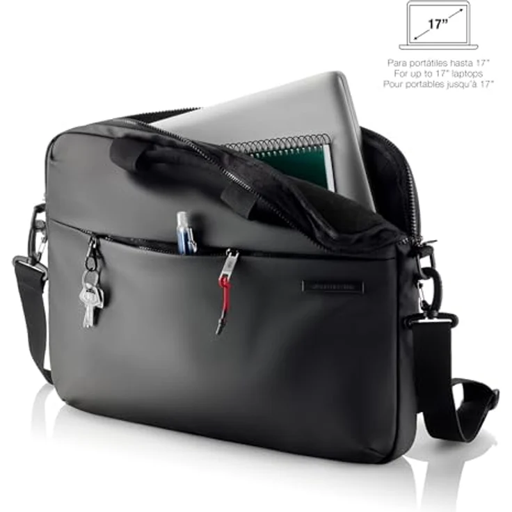 Miquelrius Aktentasche mit gepolstertem Laptopfach, Notebooktasche, Wasserabweisend, Schwarz – Bild 3