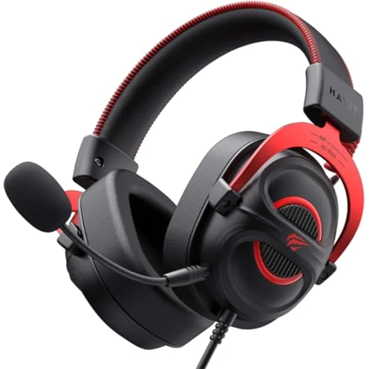 Havit H2002E, Kabelgebundenes Gaming-Headset mit präziser Klangwiedergabe, schwarz-rot – Bild 5