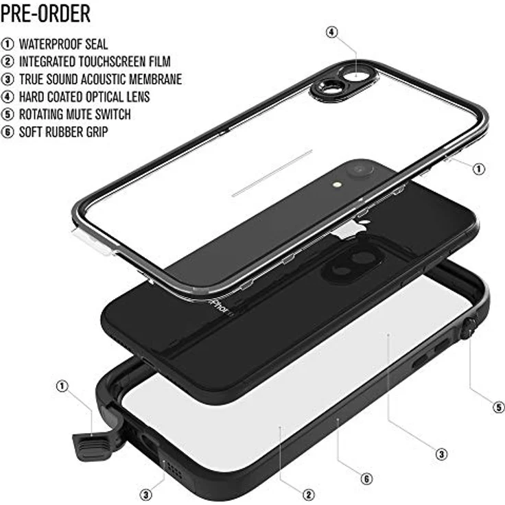 Catalyst wasserdichtes/schockresistentes Case für Apple iPhone XR, Smartphone Hülle bis 10m Wasserdicht, Schwarz – Bild 5