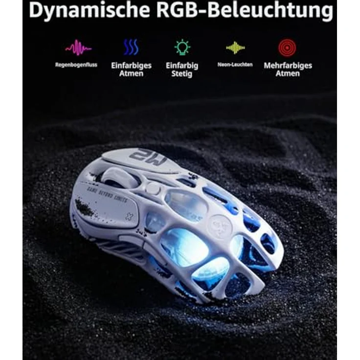 GravaStar Mercury M2, Kabellose RGB Gaming Maus mit 26.000 DPI, stabiler TUROSPEED Wireless-Verbindung, ultraleicht und anpassbarer Beleuchtung, Weiß – Bild 3