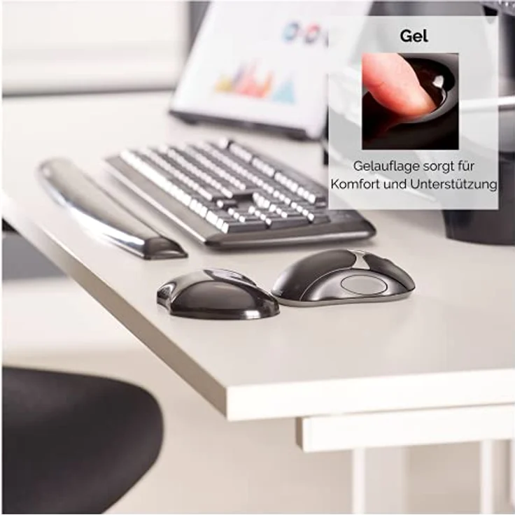 Fellowes Handballenauflage Crystals, flexible Handgelenkauflage mit Gel, kompakt, abwaschbar, schwarz - Preisvergleich – Bild 4