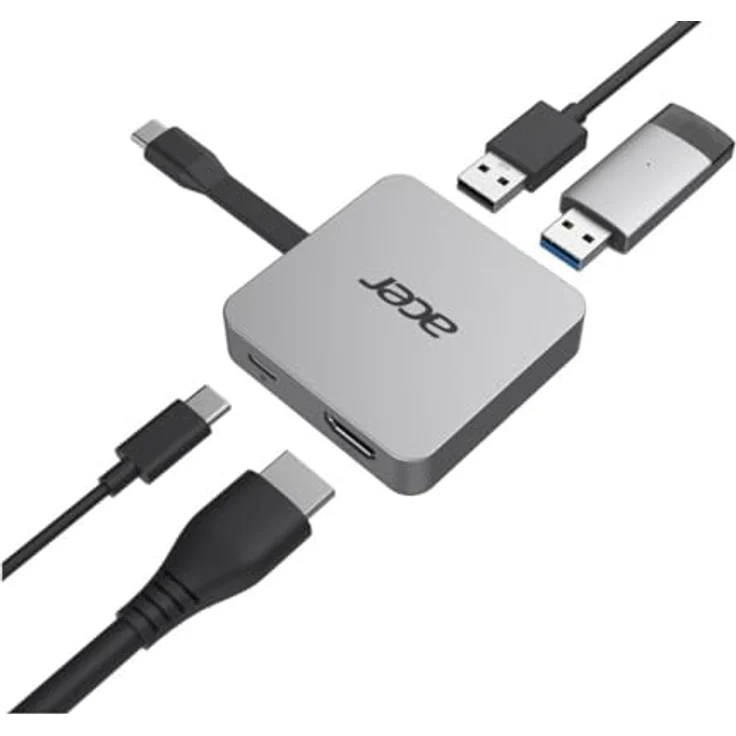 Acer 4 in1 Type C dongle: 1 x HDMI + 2 x USB3.2 + 1 x USB C, Laptop-Dockingstationen, Hardware interface: usb3.0 – Bild 2