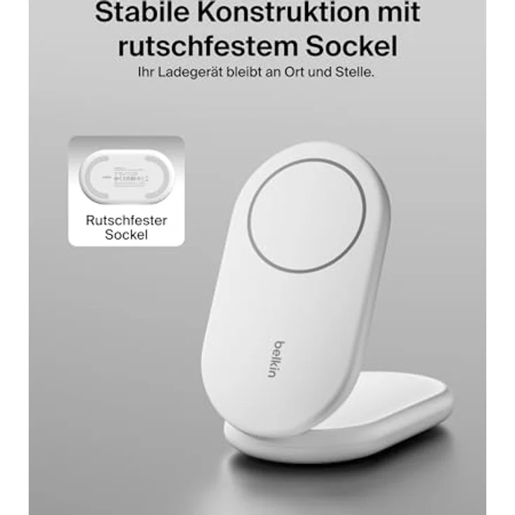 Belkin BoostCharge MagSafe Ladegerät, magnetisches einklappbares kabelloses Ladegerät Qi2, 15 W, MagSafe-kompatibles Schnellladegerät, Standy-Modus, Weiß – Bild 4