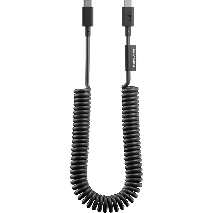 Native Union USB-C Spiralkabel 2,4m 60W Serie POP, Schnellladen, Schwarz