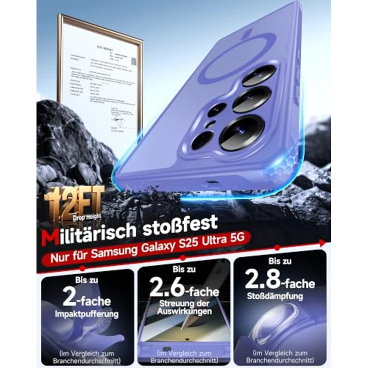 LeYi Magnetische Handyhülle für Samsung Galaxy S25 Ultra 5G, Militärschutz, Mattes Durchscheinendes Case Cover, Himmelblau – Bild 5
