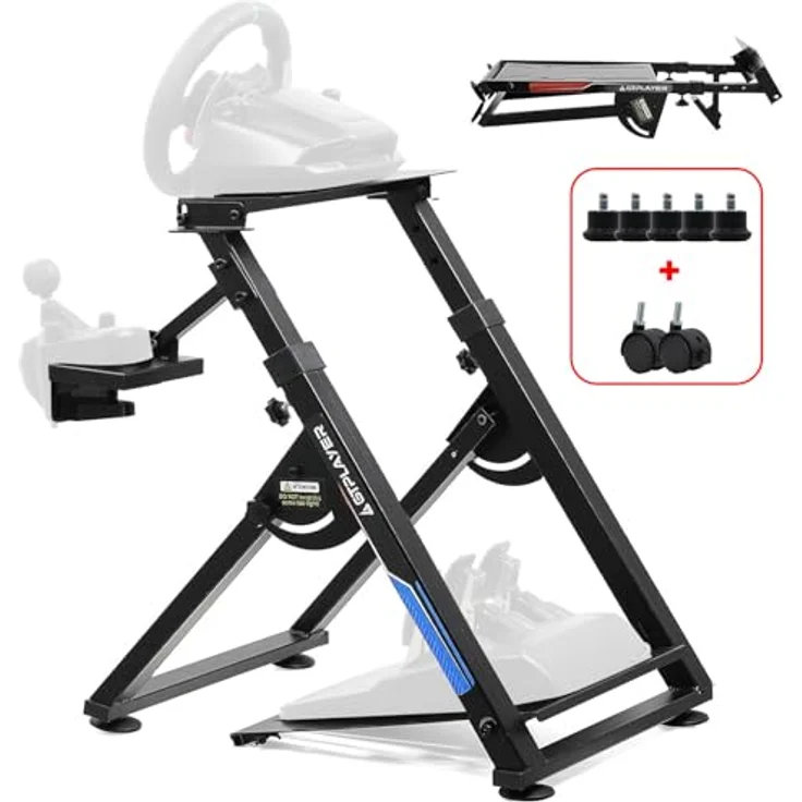GTPLAYER Lenkradständer für Lenkrad Gaming Wheel mit neigungsverstellbarem Gestell, V1 V2 Schalthebelhalterung, kompatibel mit PS4, Xbox und PC, höhenverstellbar von 68,5 bis 80 cm – Bild 1