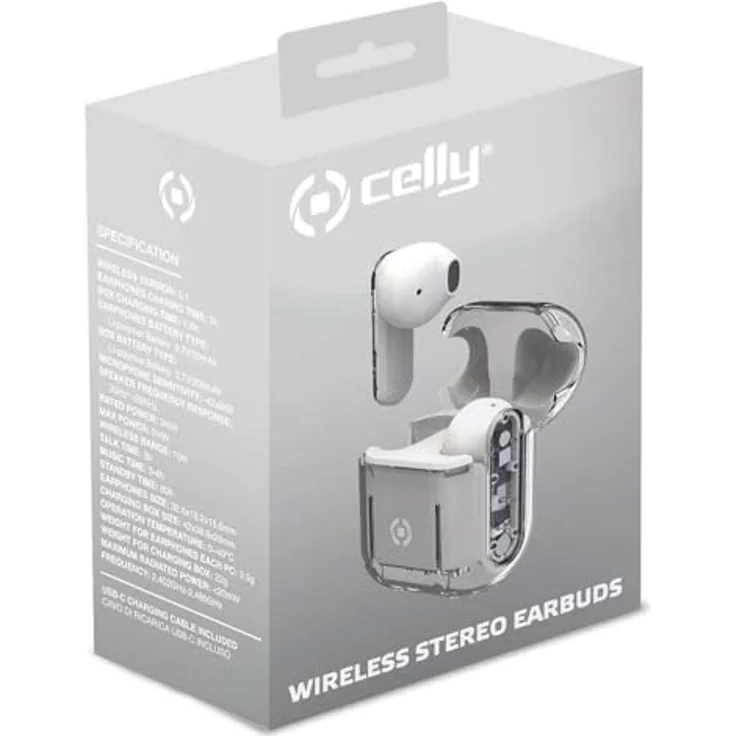 Celly Drahtlose Kopfhörer, Kabellose Over-Ear Kopfhörer, Weiß, kompakte Maße 11,4 x 11,01 x 6,6 cm – Bild 3