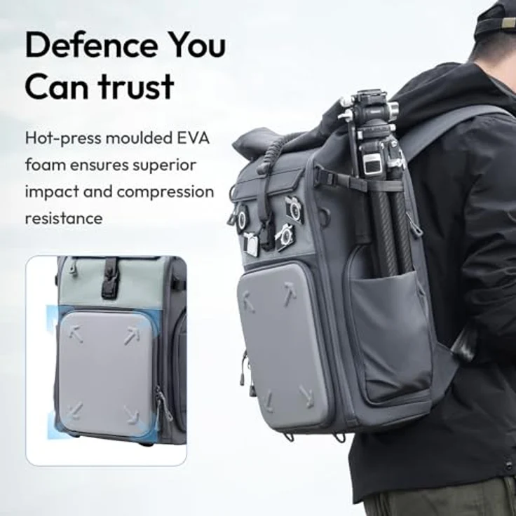 ULANZI BP04 Hartschalen-Kamerarucksack 25L mit Apple Find My Integration, wasserdicht und stoßdämpfend, für Tablets und Laptops bis 16 Zoll – Bild 3