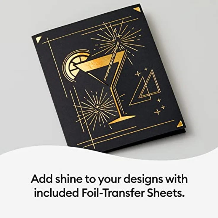 Cricut Insert Cards FOIL Celebration S40, Kartenset in Rot und Blau mit klebstofffreiem Design und weißen Umschlägen – Bild 3