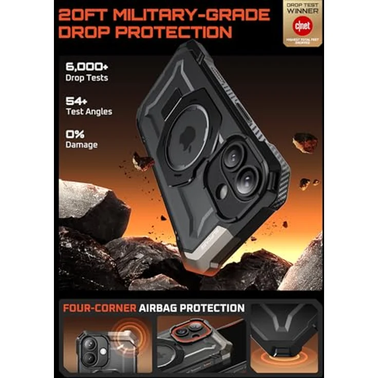 SUPCASE Unicorn Beetle Grip Hülle für iPhone 17 (6,3'' 2025), robust mit Ringhalter, MagSafe-kompatibel, schwarz, Militärstandard Falltests, rutschfester Griff, integrierter Ständer – Bild 3