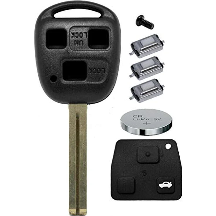 mt-key Auto Schlüssel 3 Tasten Set TOY40, mit Tastenfeld und CR2016 Knopfzelle, kompatibel mit LEXUS GS LS IS RX 200 300 400 430 470 570 Funk Fernbedienung – Bild 1
