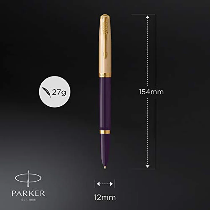 PARKER Füller 51, Füllfederhalter mit 18K Goldfeder, pflaumenblauer Schaft, Geschenkbox – Bild 3