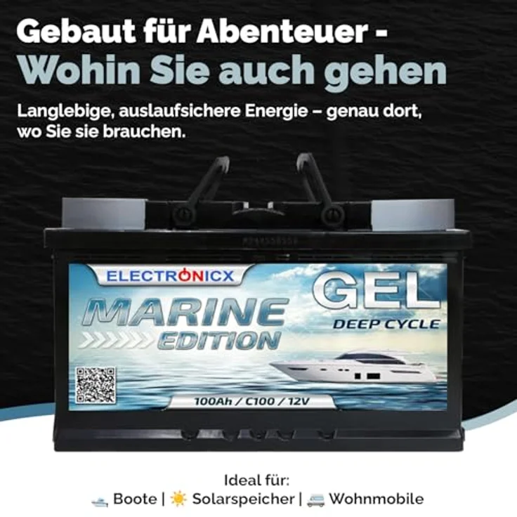 Electronicx Marine Edition GEL Batterie 100Ah 12V - wartungsfreie, zyklenfeste und auslaufsichere Bootsbatterie für Wohnmobil und Yacht – Bild 3