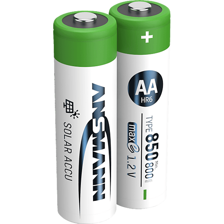 ANSMANN Solar maxE Ni-MH Mignon AA Batterie, 1.2 Volt, 850 mAh, 2 Stück