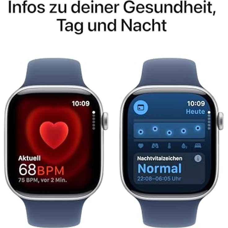 Apple Watch Series 10, 46 mm, GPS + Cellular, Aluminiumgehäuse Silber, Sportarmband Denim, S/M – Bild 5
