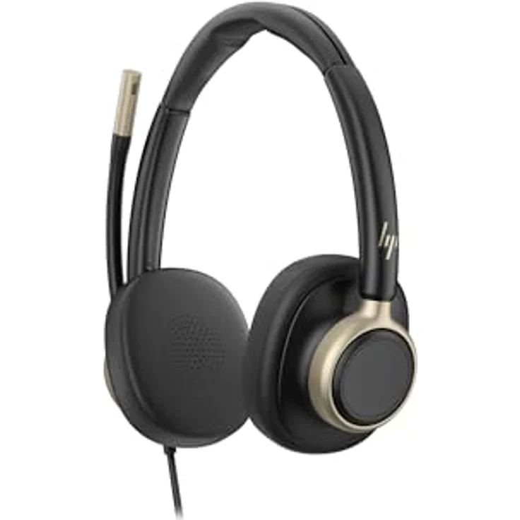 HP Poly Mission 825, On-Ear Headset mit aktiver Rauschunterdrückung, kabelgebunden, USB-A/USB-C, Schwarz, zertifiziert für Microsoft Teams, Zoom und Google Meet – Bild 2