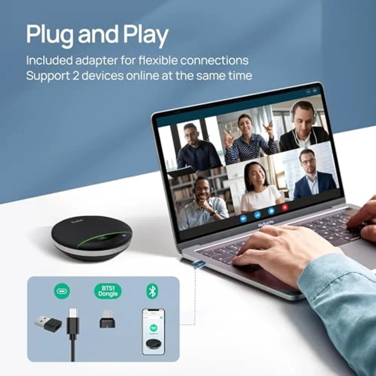 Yealink SP96, Bluetooth-Lautsprecher mit 6 Mikrofonen, KI-Rauschunterdrückung und BT51 Dongle für Microsoft Teams – Bild 2